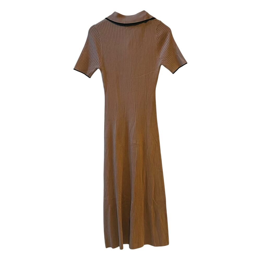 Merokeety Ribbed Polo Sweater Midi Dress Size M Medium NWT Brown - Picture 3 of 7